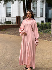 Lace Pink 3 Piece Abaya Set