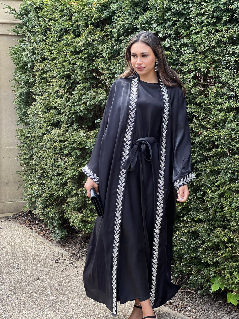 Farida Embellished 2 Piece Black Abaya