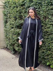 Farida Embellished 2 Piece Black Abaya
