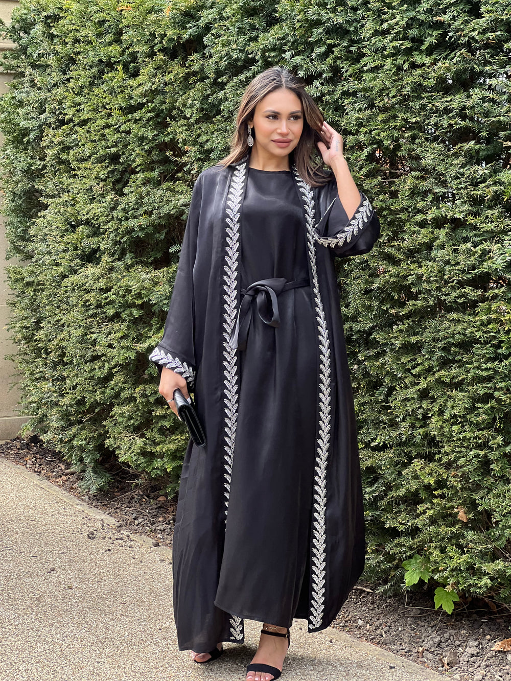 Farida Embellished 2 Piece Black Abaya