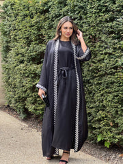 Farida Embellished 2 Piece Black Abaya