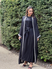 Farida Embellished 2 Piece Black Abaya