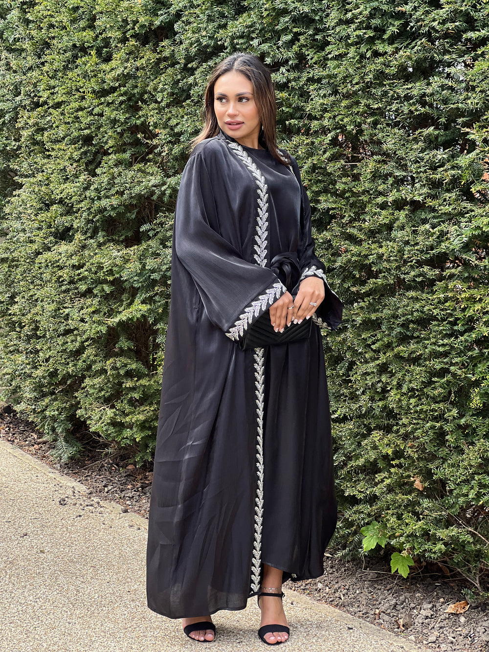 Farida Embellished 2 Piece Black Abaya
