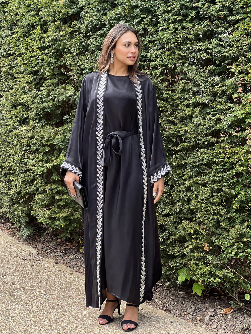 Farida Embellished 2 Piece Black Abaya
