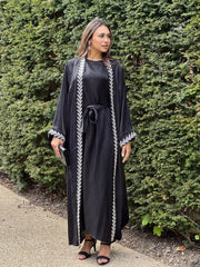 Farida Embellished 2 Piece Black Abaya