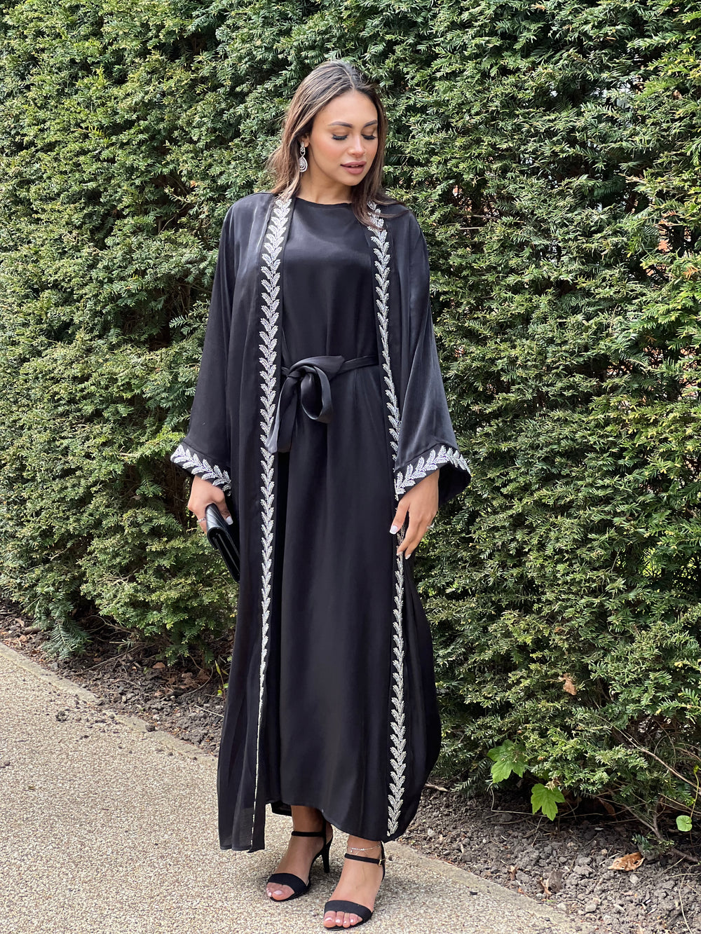 Farida Embellished 2 Piece Black Abaya