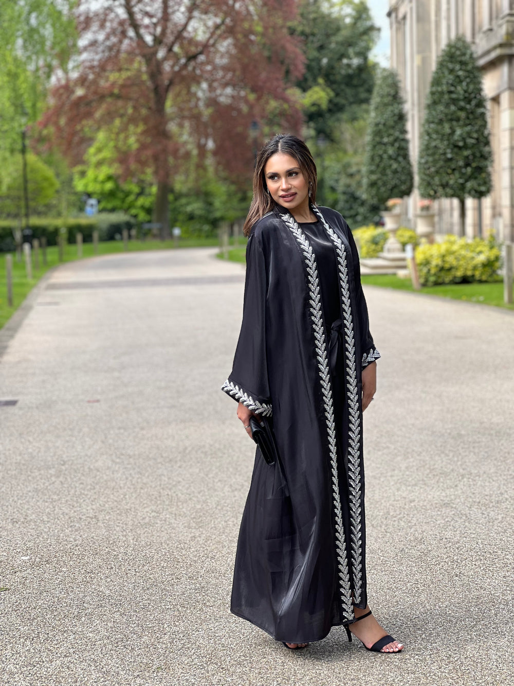 Farida Embellished 2 Piece Black Abaya
