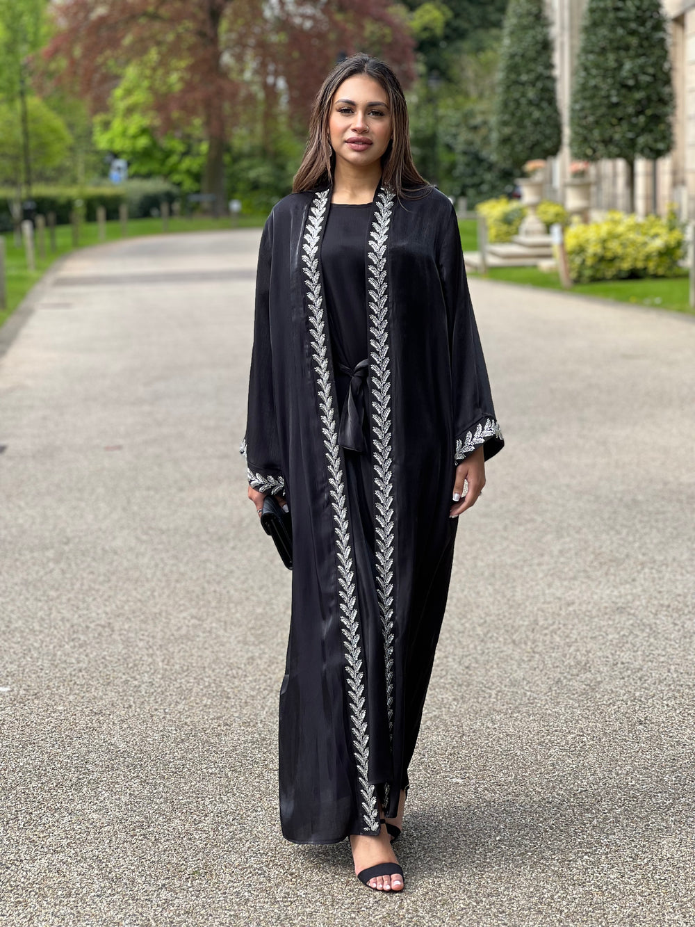 Farida Embellished 2 Piece Black Abaya