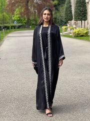 Farida Embellished 2 Piece Black Abaya