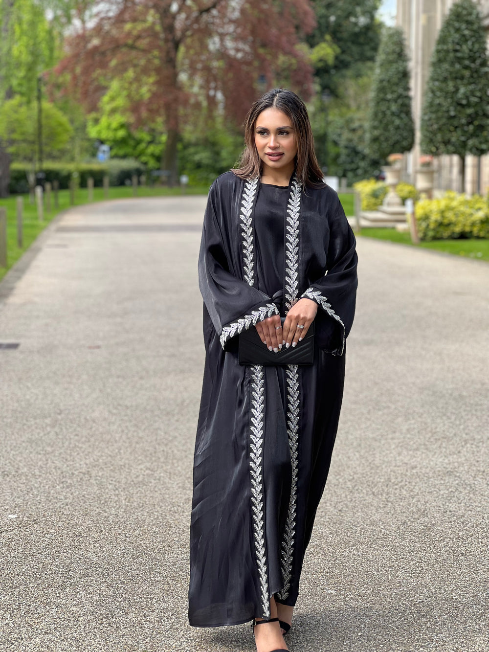 Farida Embellished 2 Piece Black Abaya