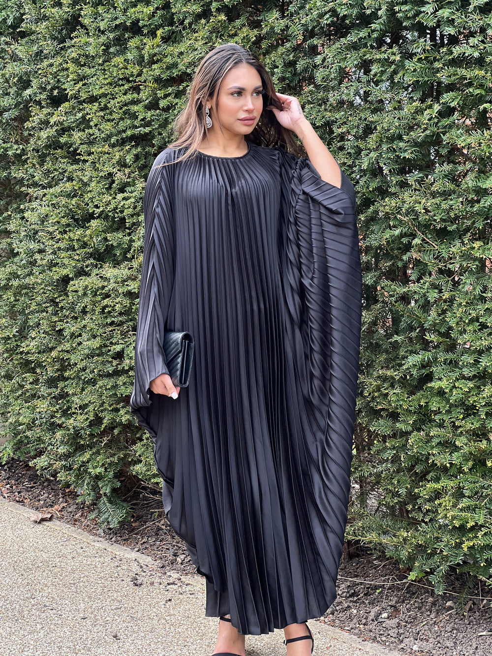Amarifi Black Pleated Kaftan