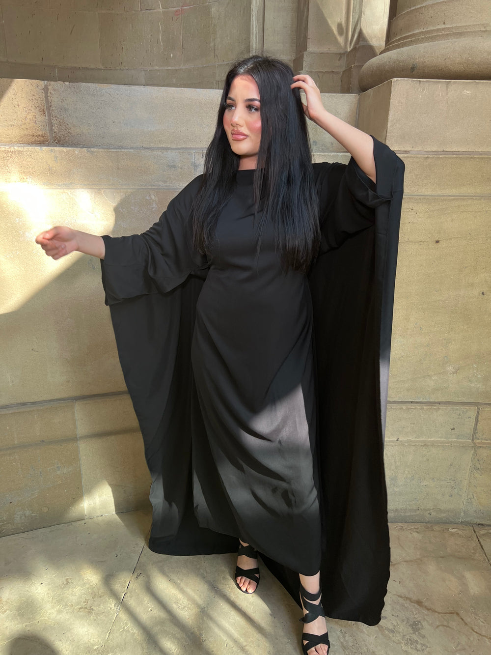 Rossano Black Cape Dress