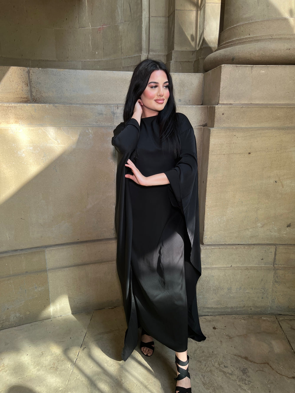 Rossano Black Cape Dress