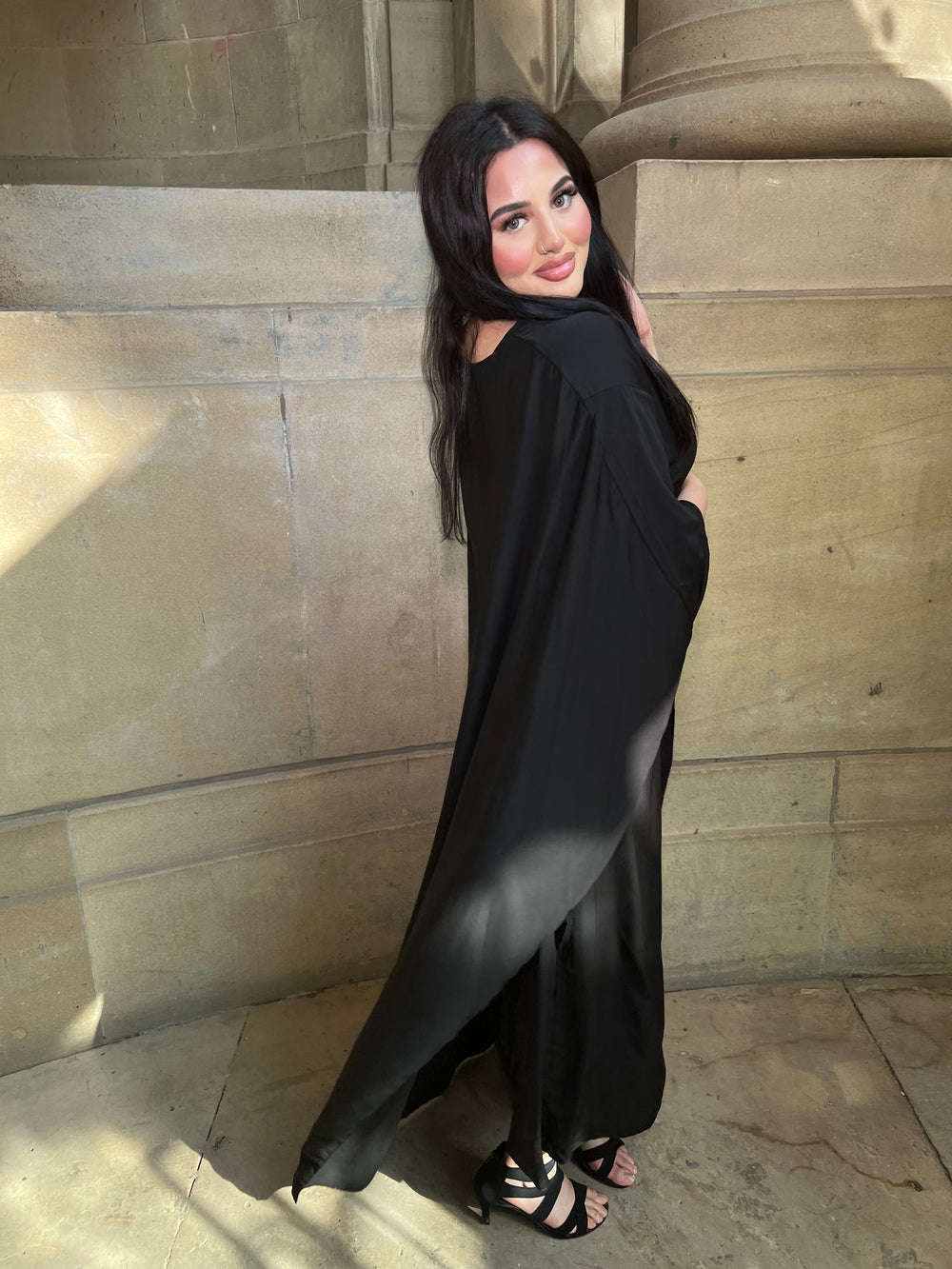 Rossano Black Cape Dress