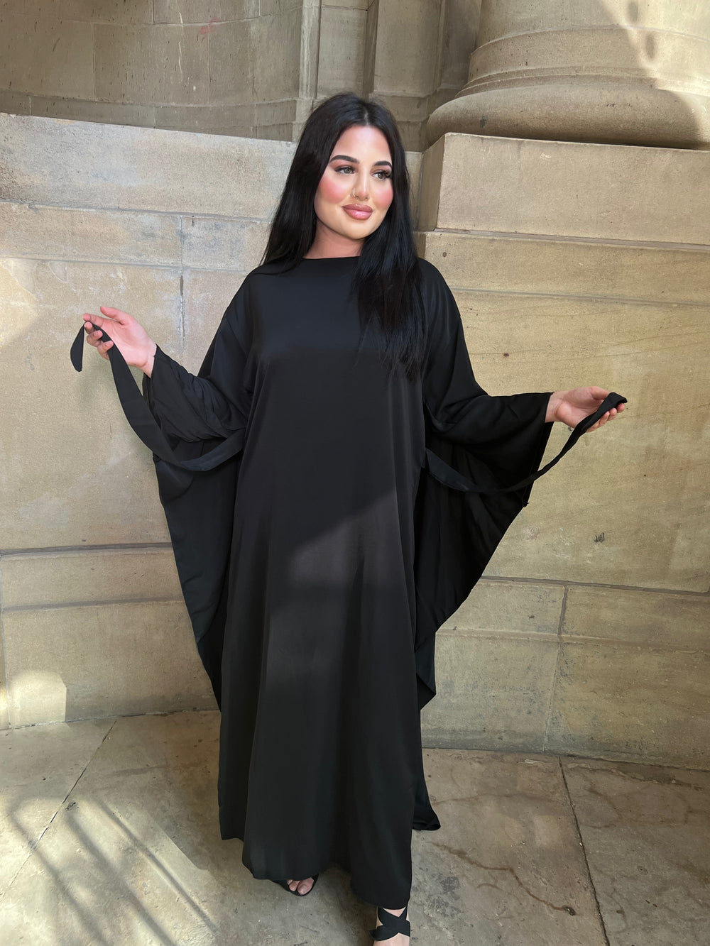 Rossano Black Cape Dress