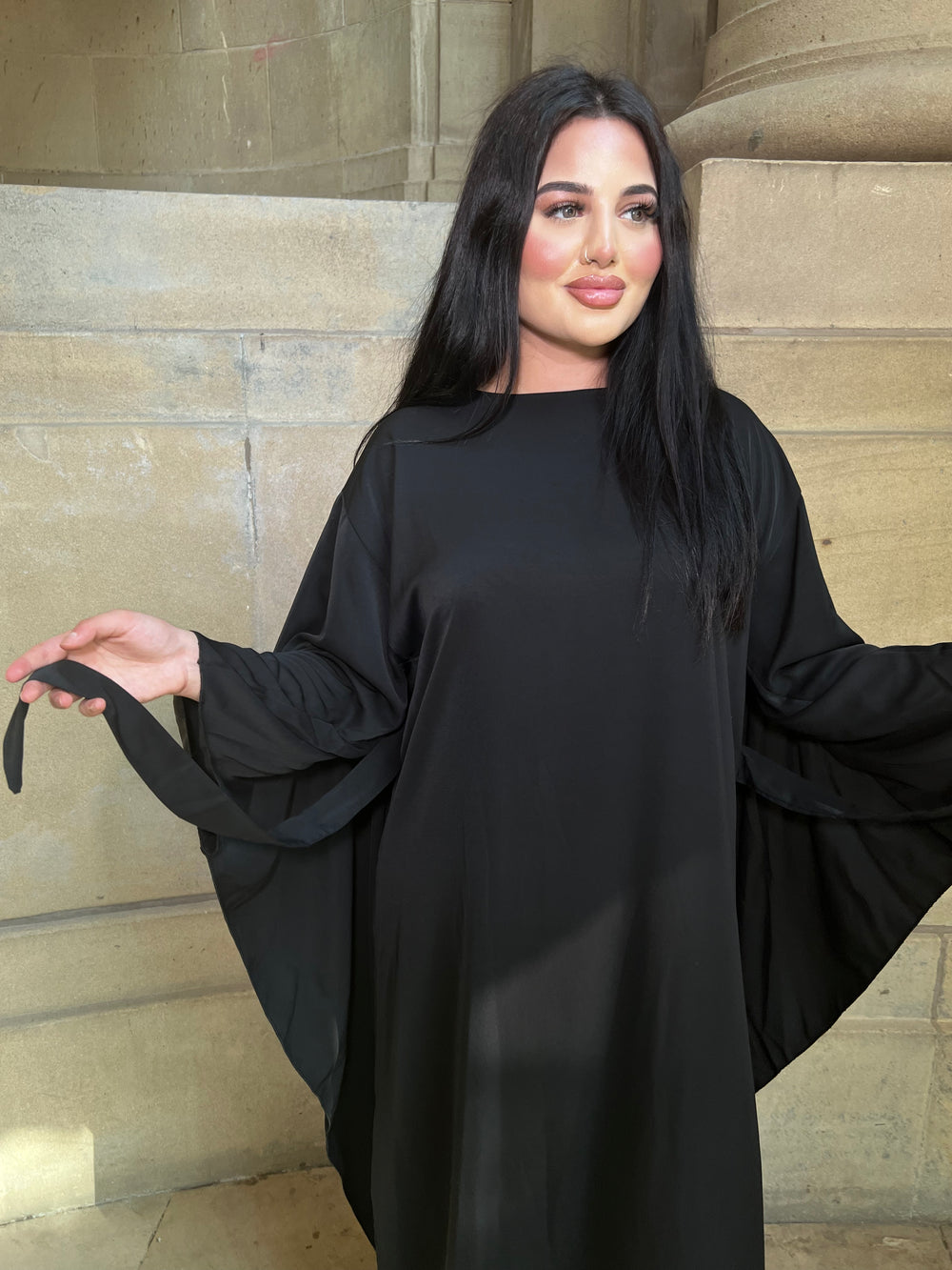 Rossano Black Cape Dress