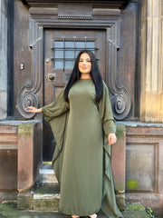 Rossano Khaki Cape Dress
