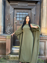 Rossano Khaki Cape Dress