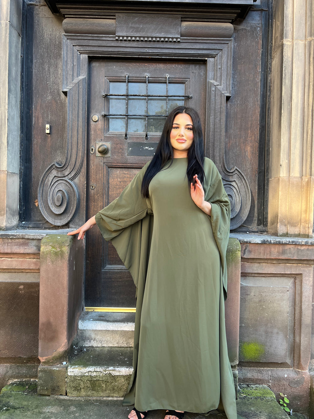 Rossano Khaki Cape Dress