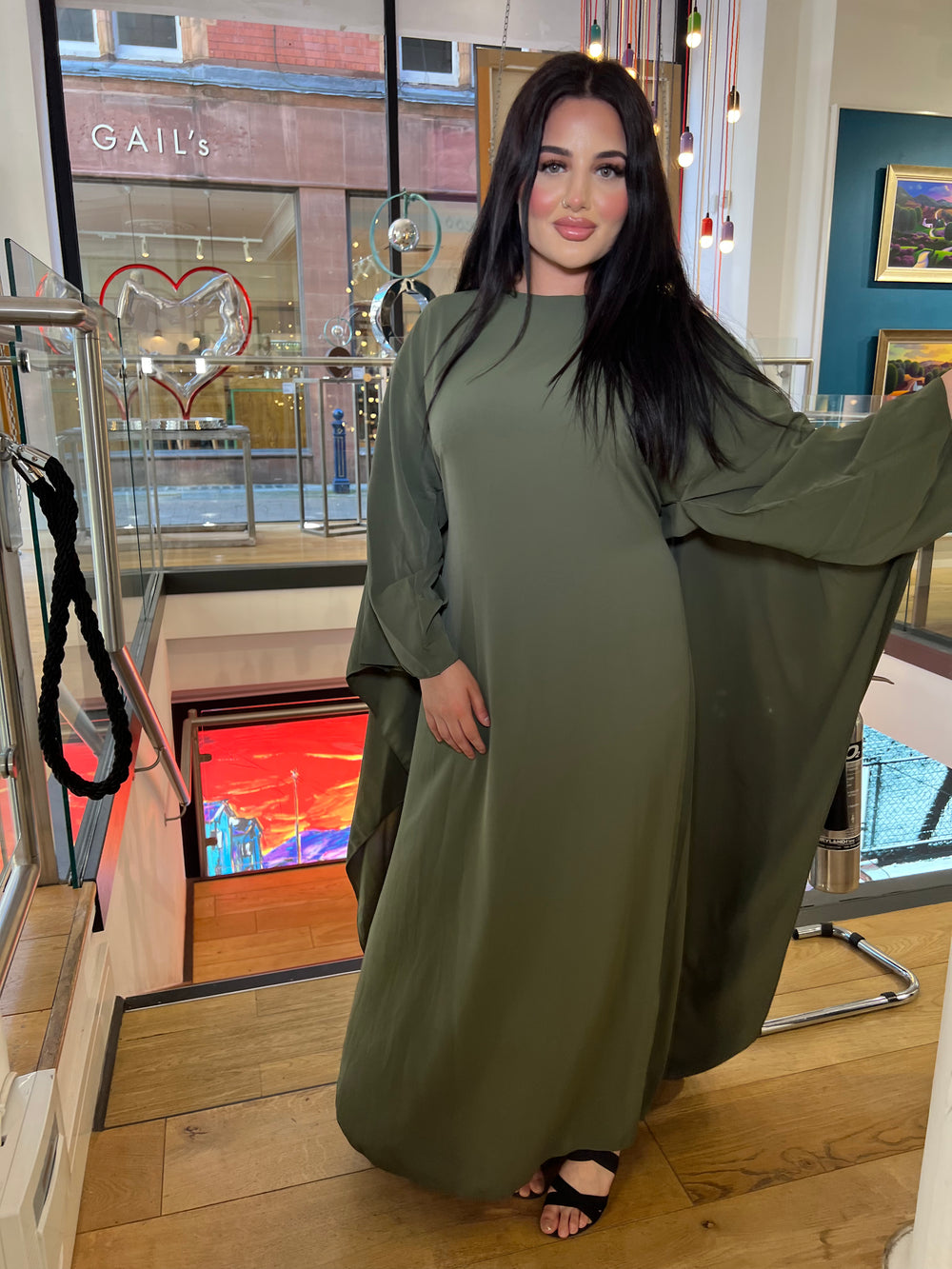 Rossano Khaki Cape Dress