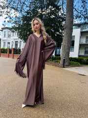 Hafsa Brown Tassel Abaya