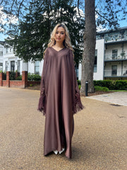Hafsa Brown Tassel Abaya