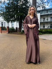 Hafsa Brown Tassel Abaya