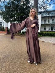 Hafsa Brown Tassel Abaya