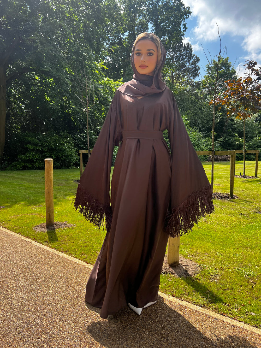 Hafsa Brown Tassel Abaya