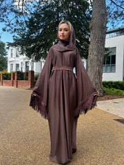 Hafsa Brown Tassel Abaya