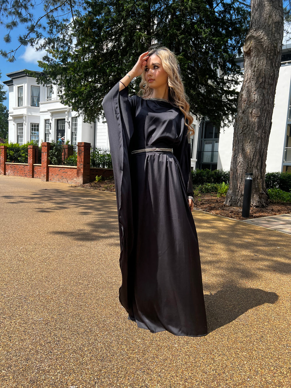 Lamia Black Embellished Abaya