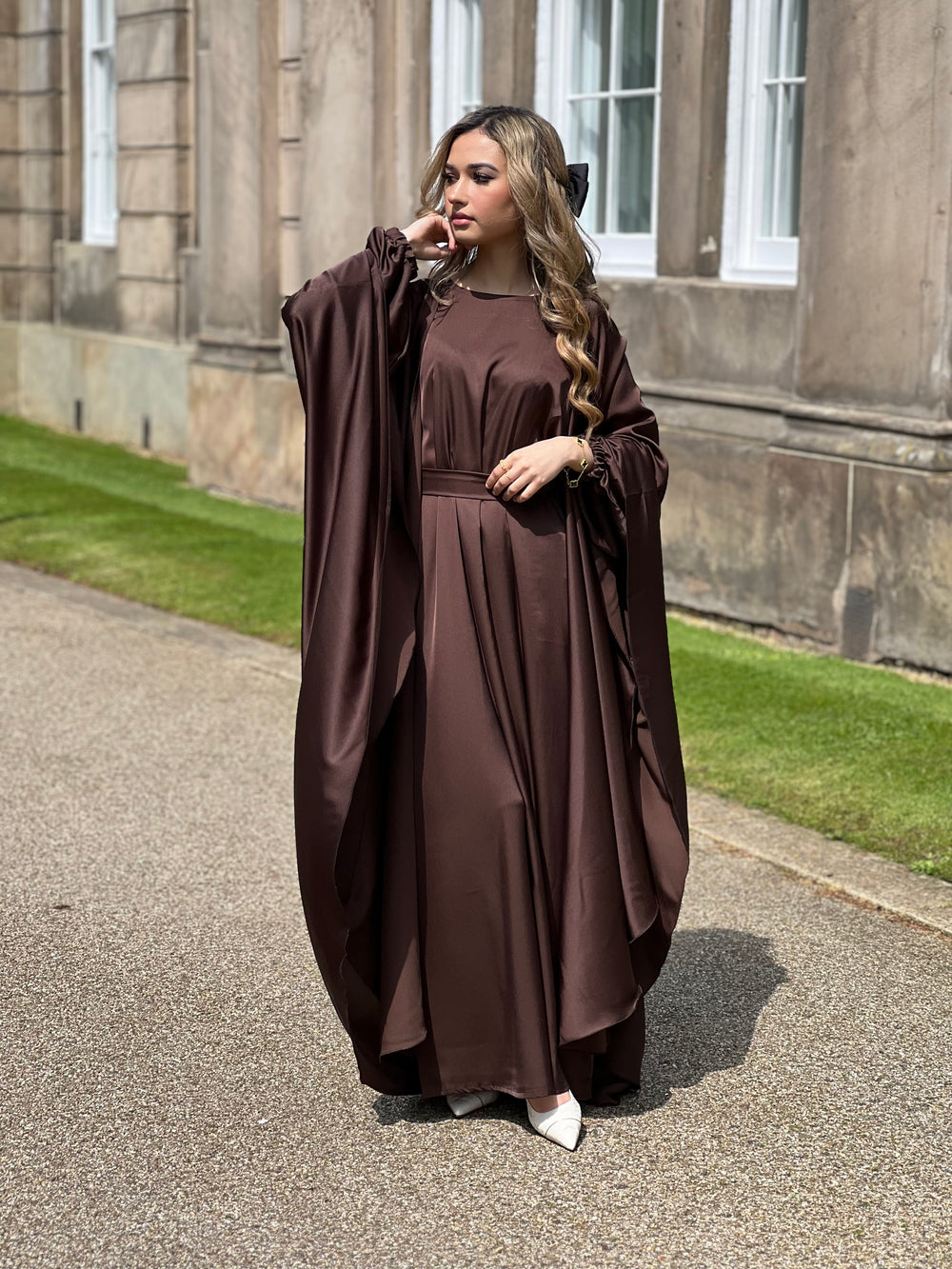Habiba Flowy Brown Abaya