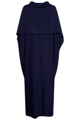Navy Abaya With In Built Scarf