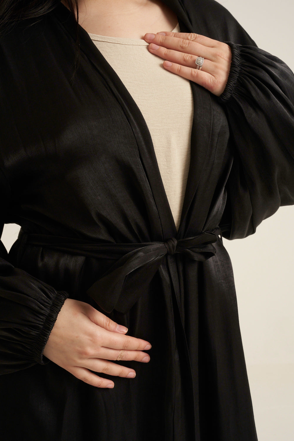 Black Shimmer Open Abaya