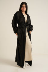 Black Shimmer Open Abaya
