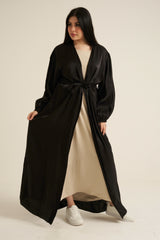 Black Shimmer Open Abaya