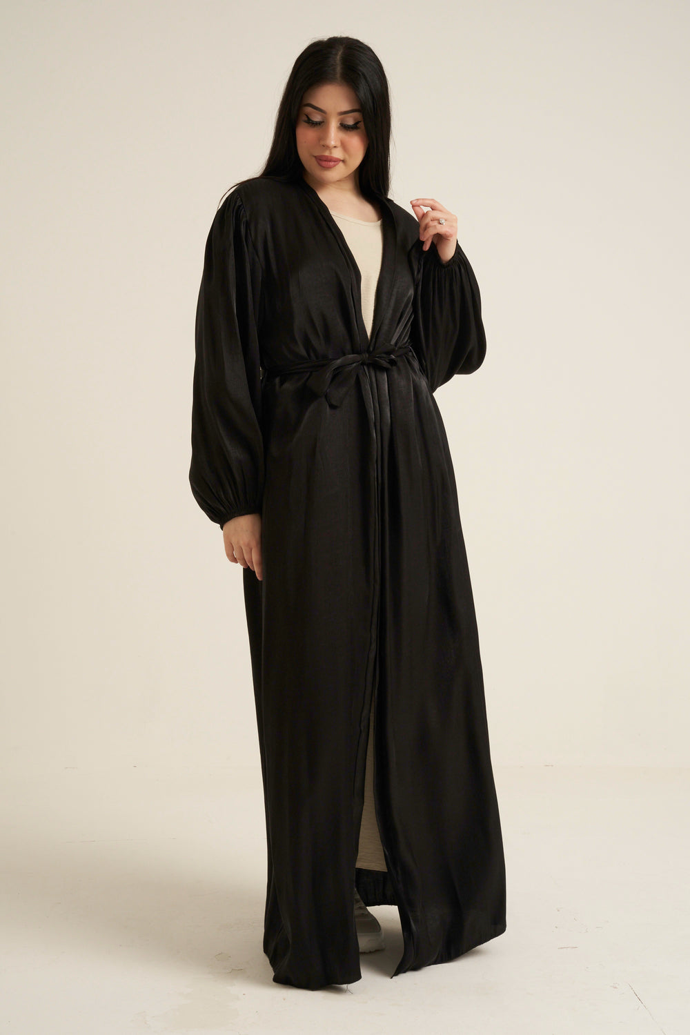 Black Shimmer Open Abaya