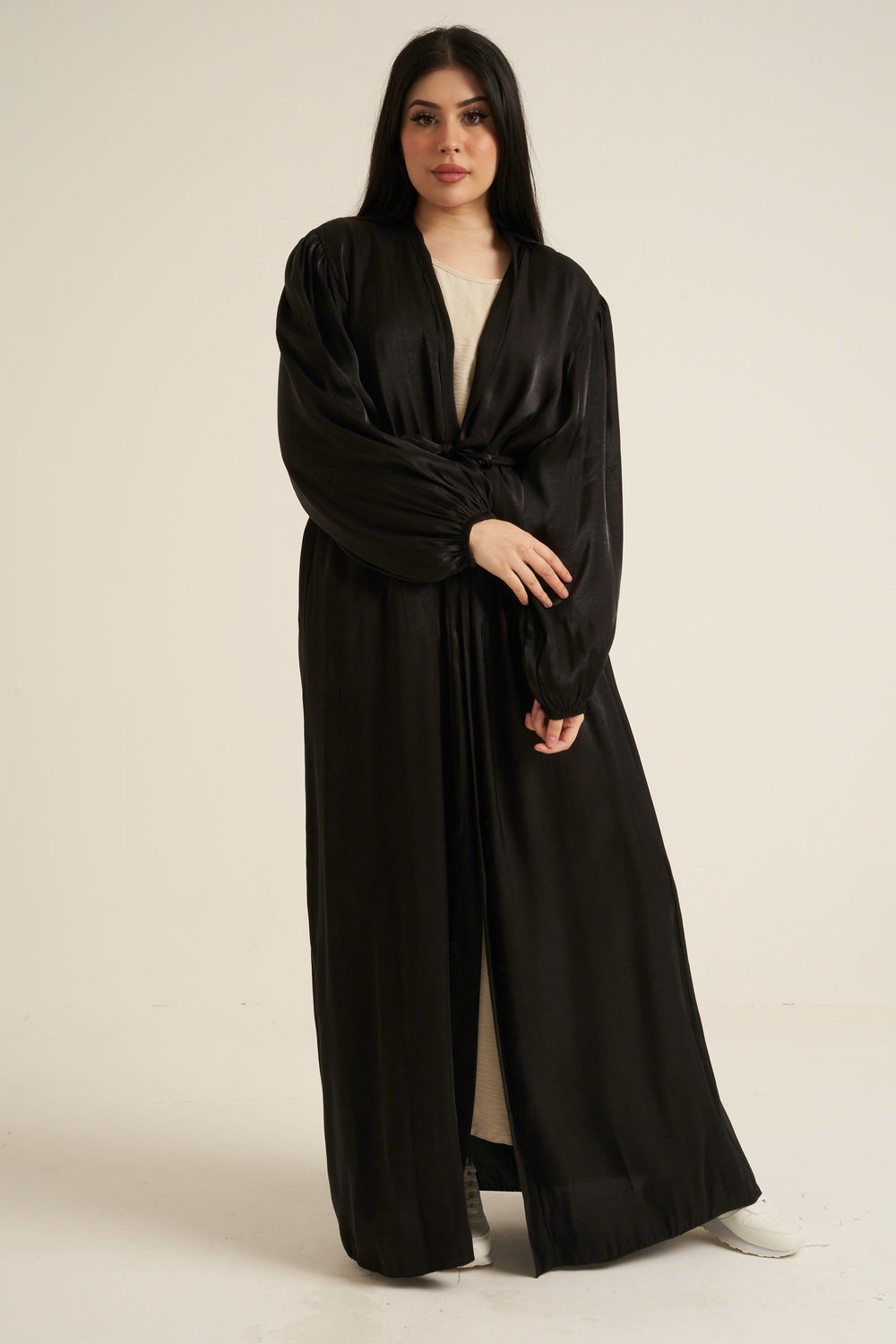 Black Shimmer Open Abaya