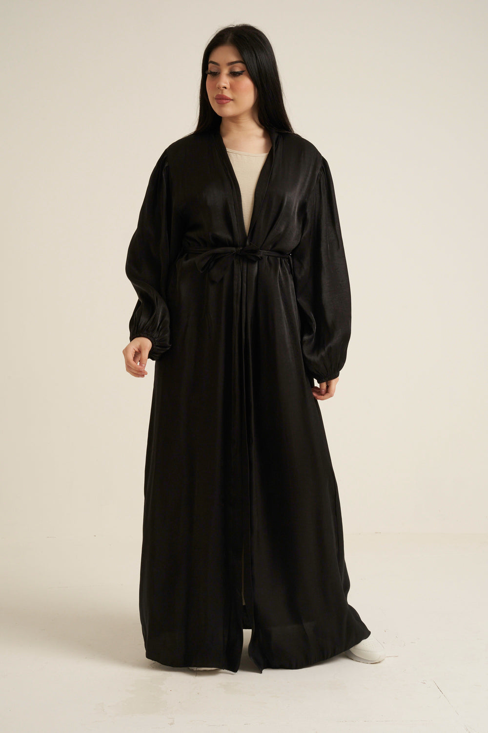 Black Shimmer Open Abaya
