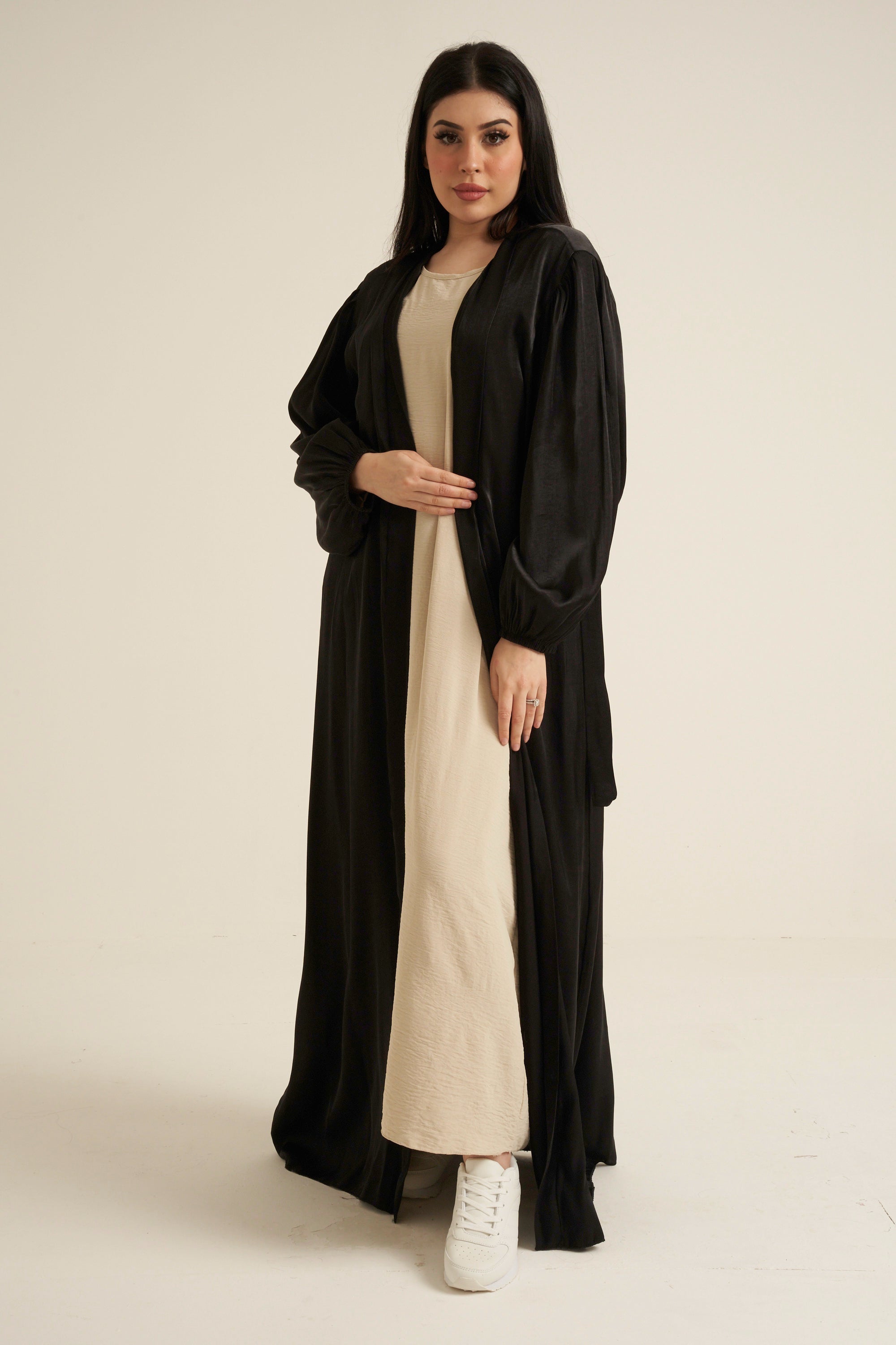 Black open abaya sale