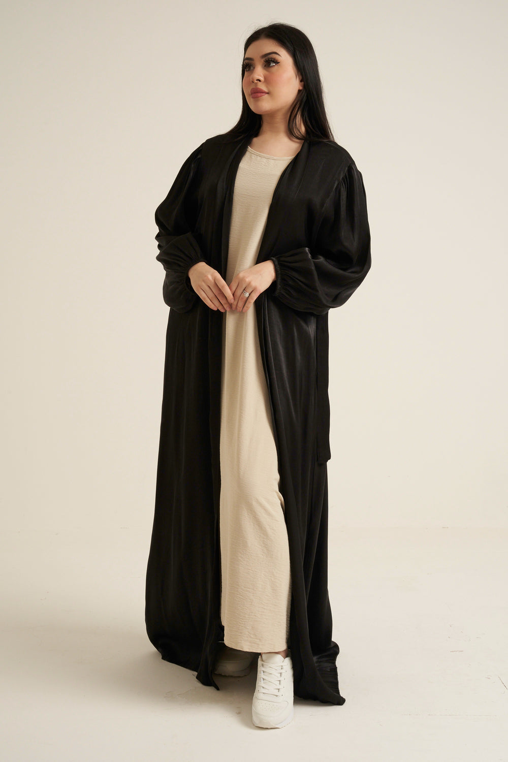 Black Shimmer Open Abaya