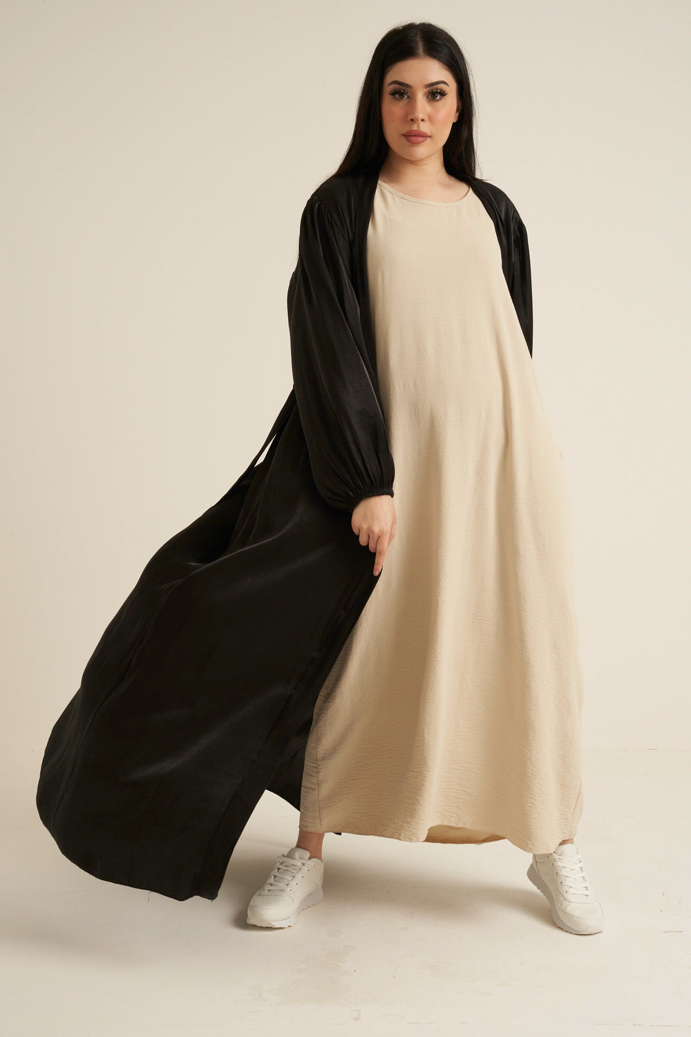 Black Shimmer Open Abaya