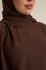 Chocolate Brown Abaya With In Built Scarf