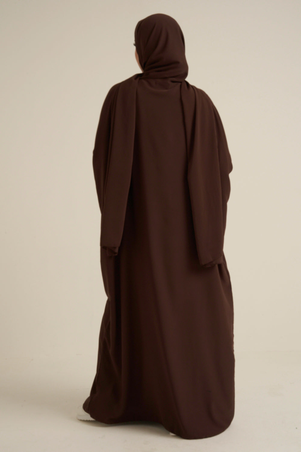 Chocolate Brown Abaya With In Built Scarf