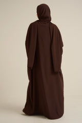 Chocolate Brown Abaya With In Built Scarf