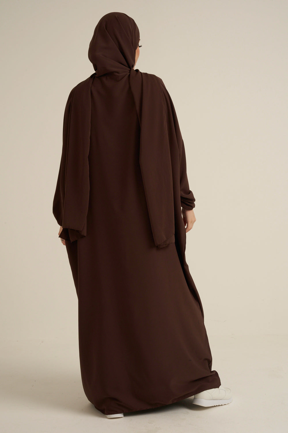 Chocolate Brown Abaya With In Built Scarf