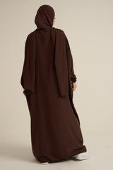 Chocolate Brown Abaya With In Built Scarf