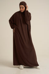 Chocolate Brown Abaya With In Built Scarf