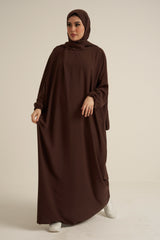 Chocolate Brown Abaya With In Built Scarf