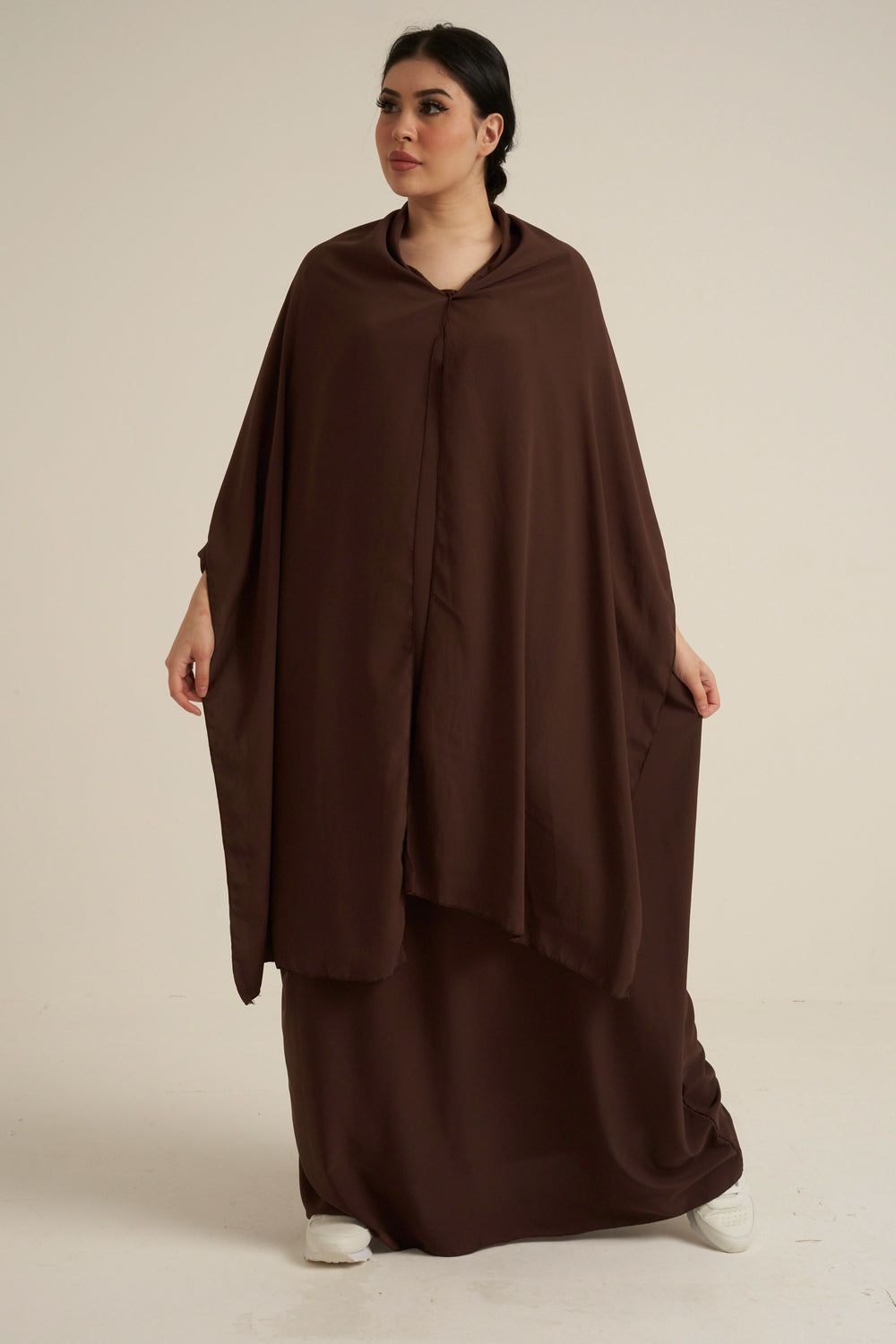 Chocolate Brown Abaya With In Built Scarf